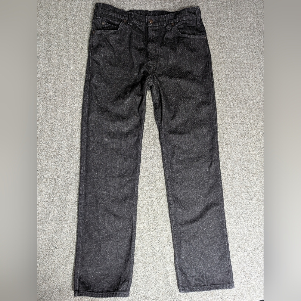 Vintage 80s Levi's 549 Two Horse Jeans - Size 36x32 Black Straight Leather Tab